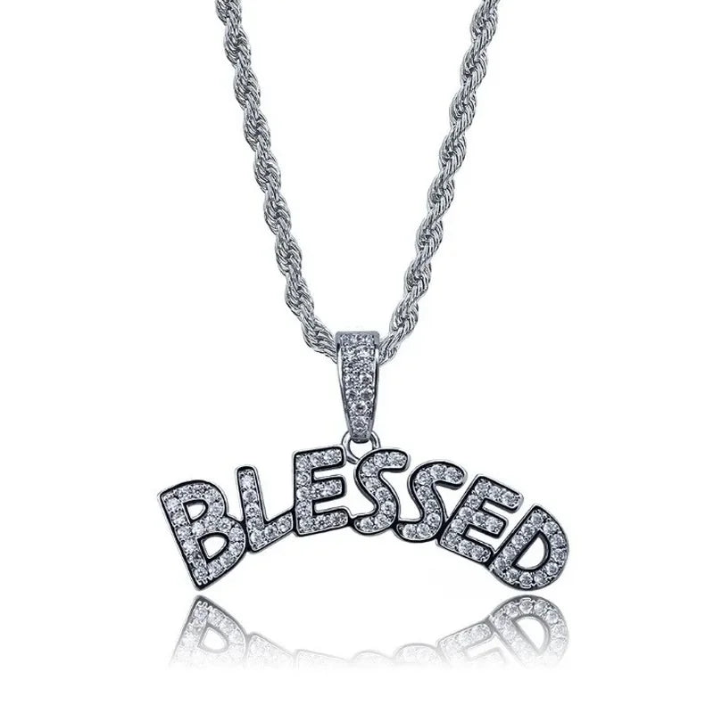 Exquisite Creative Bubble Letter Xo Inlaid White Zircon Pendant Necklace Men\\'s Fashion Casual Party Jewelry Holiday Gifts
