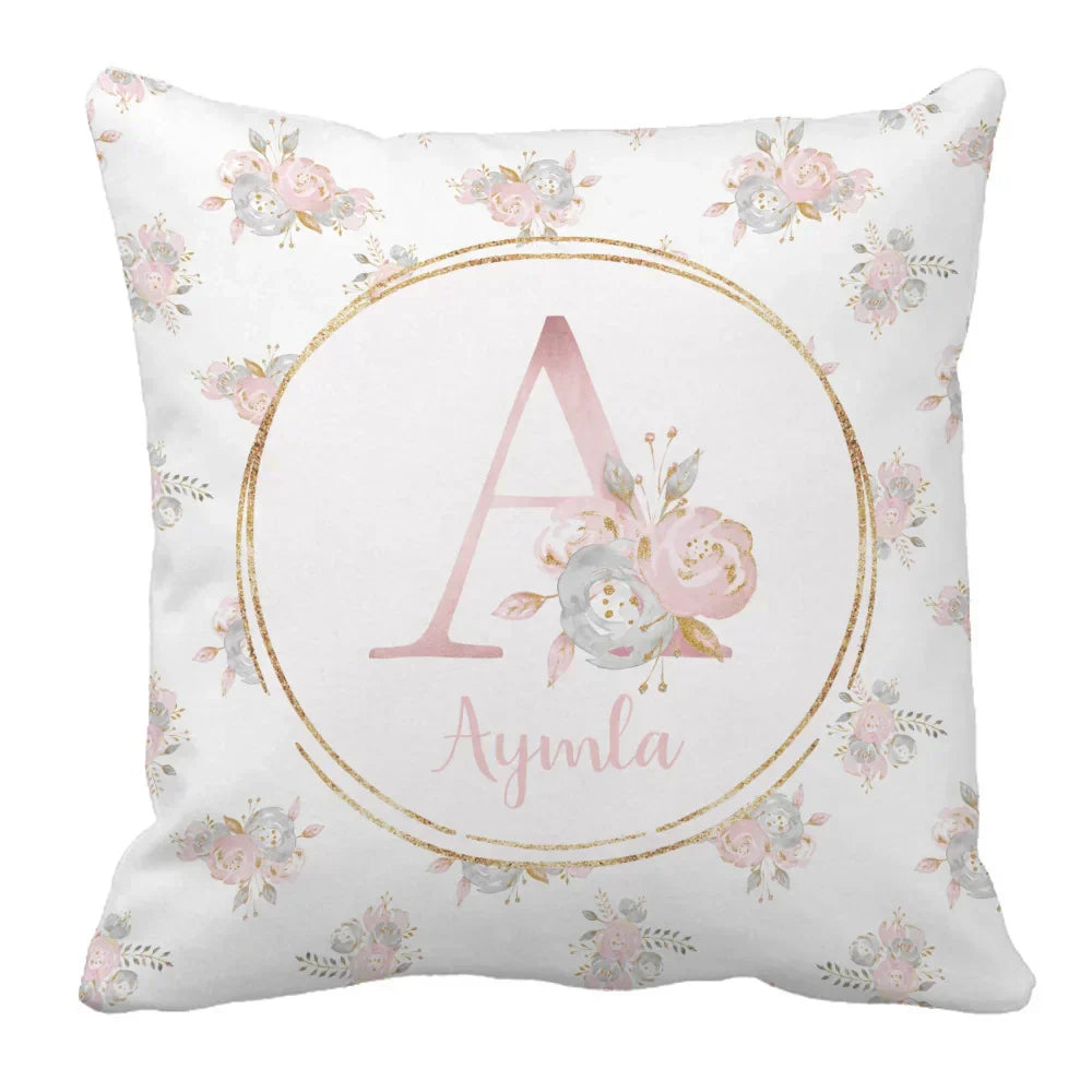 Personalized Name Blush Gold Floral Bedding - PillowCase (40x40CM) product view