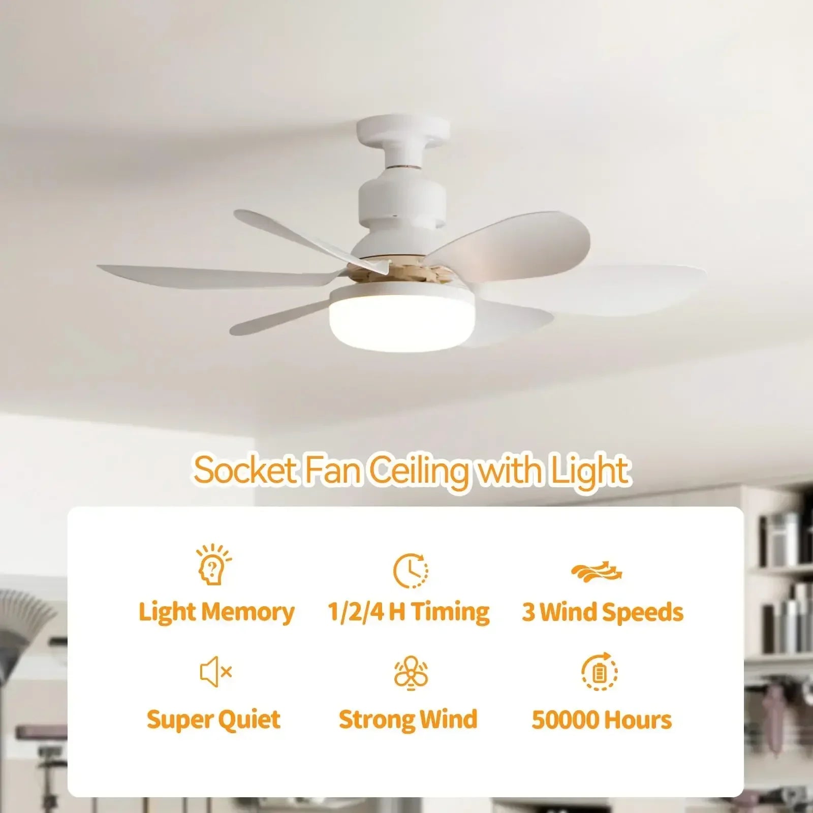 Ceiling Fan Light E27 with Remote LED Dimming Function  Suitable for Living Room Study and Home use  85-265V