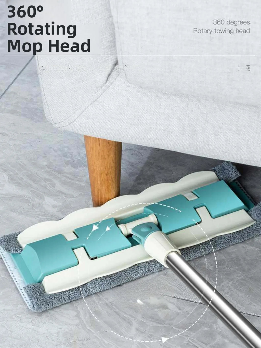 YUOSDON Broom Holder Flat Mop Cloth Clip Stainless Steel Handle Ultrafine Fiber Mop Head for Home Office School Cleaning