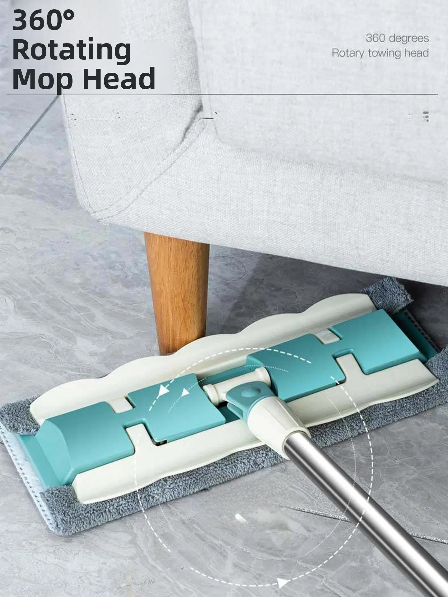 YUOSDON Broom Holder Flat Mop Cloth Clip Stainless Steel Handle Ultrafine Fiber Mop Head for Home Office School Cleaning