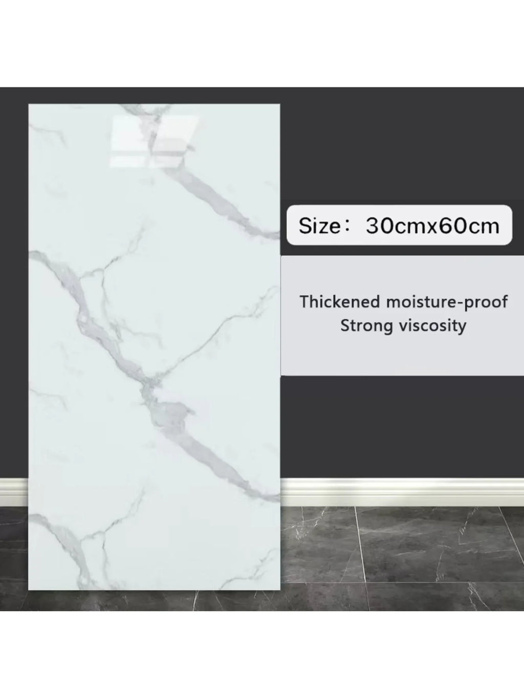 10-Pack Self-Adhesive Marble Tile Stickers – Waterproof 30x60cm PVC Peel-and-Stick Tiles for Kitchen & Bathroom Walls/Floors