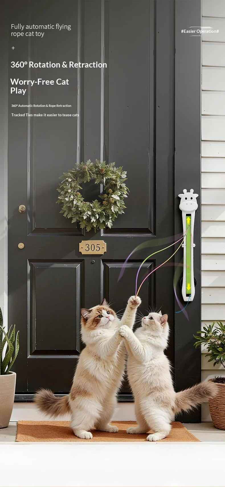 Fully automatic giraffe cat teasing machine, automatically tightens and throws ropes, allowing cats to relax and relieve boredom