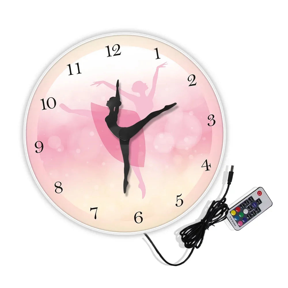 Girl Bedroom Decor Ballet Girl Princess Pink Wall Clock Baby Girl Dancing Wall Clock Ballerina Moving Leg Dancing Clock Watch