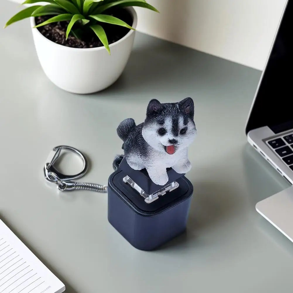 Funny Croaking Frog Keychain Rechargeable Frog/Pig/Dog Cat Keyboard Fidget Clicker Sound Keychain with LED for Stress Relief