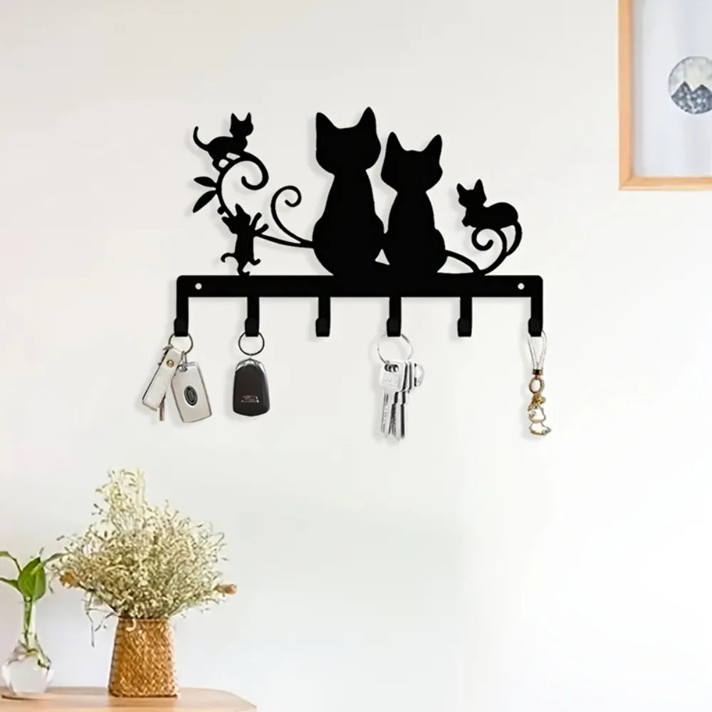 1pc Metal Black Cat Wall Art Aluminum Iron Painting Hanging Ornament Home Decor Kitchen Living Room