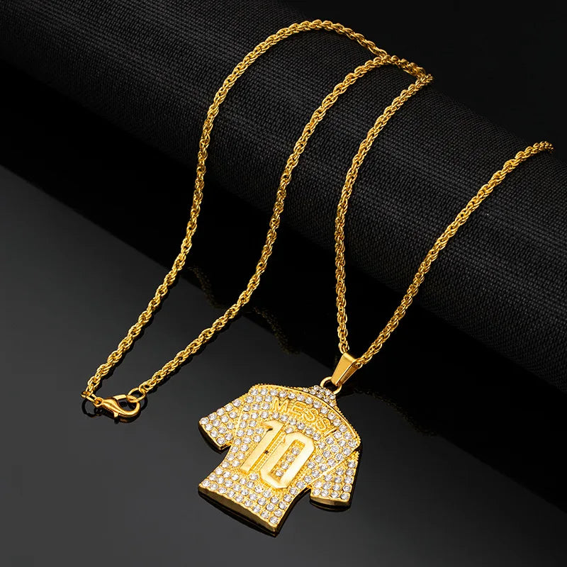 cr7 necklace Stainless Steel Titanium gold plated Crystals football Cristiano Ronaldo 7 jersey pendant necklace