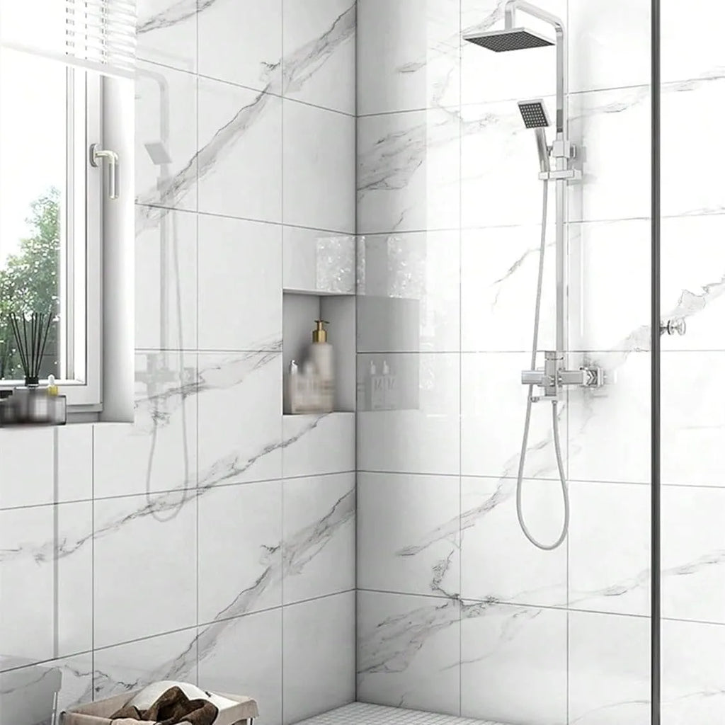 Waterproof Peel and Stick Marble Wall Tiles11.8x11.8 in Self Adhesive PVC Panels for Bathroom Kitchen and Living Room