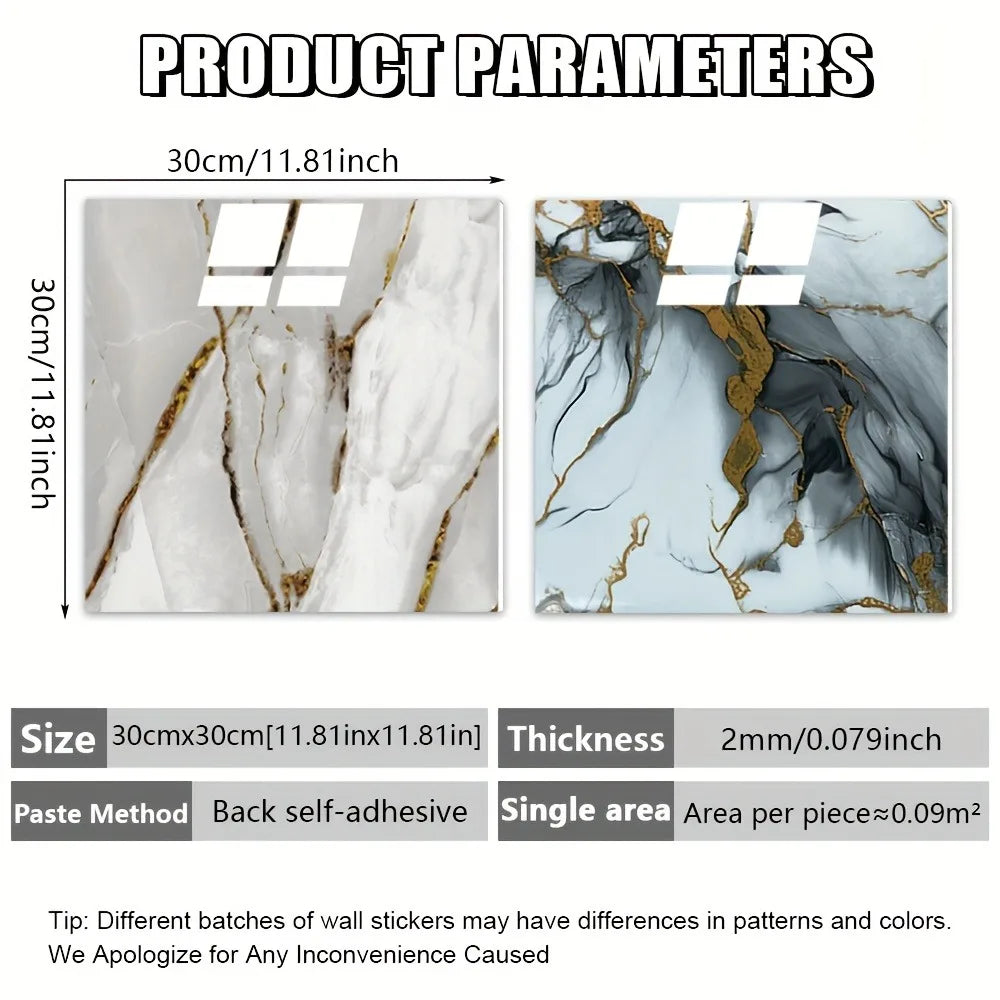 Marble Peel and Stick Backsplash Waterproof Washroom Wall Panels, Peel and Stick Tile, PVC Wall Panels for Kitchen
