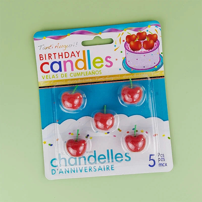 Cherry Birthday Cake Candle Cherry Fruit Candle Pink Girl Cute Candle Creative Children's Cartoon Candle