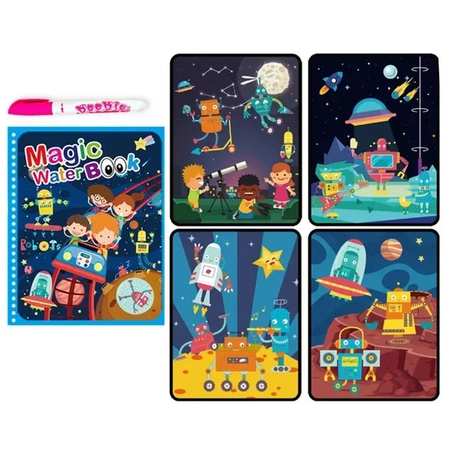 Magic Water Book with Pen Children Learning  Education Toy Baby Montessori Toys Drawing Coloring Books for Kids 2 To 4 Years Old