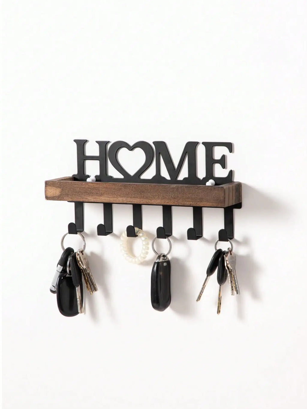 1pc Black Key Holder Wall Mounted Storage Rack, Metal Art Decorative Hook For Coats, Hats, Entrance Hallway