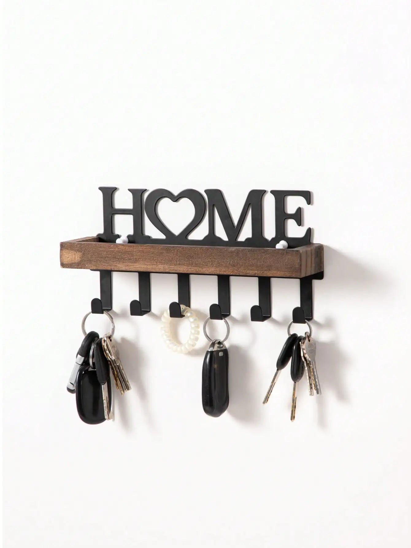 1pc Black Key Holder Wall Mounted Storage Rack, Metal Art Decorative Hook For Coats, Hats, Entrance Hallway