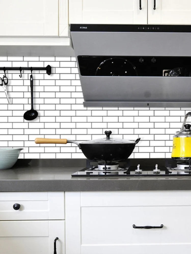 3D Peel and Stick White Subway Wall Tile Sticker Wallpaper Backsplash Of Kitchen Wall Tile Stickers Peel and StickWall Tile