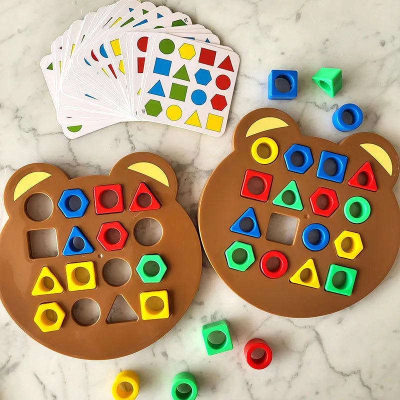 WEIQUEEN DIY Geometric Shape Color Matching 3D Puzzle Baby Montessori Learning Educational Interactive Battle Game Toys For Children Gift
