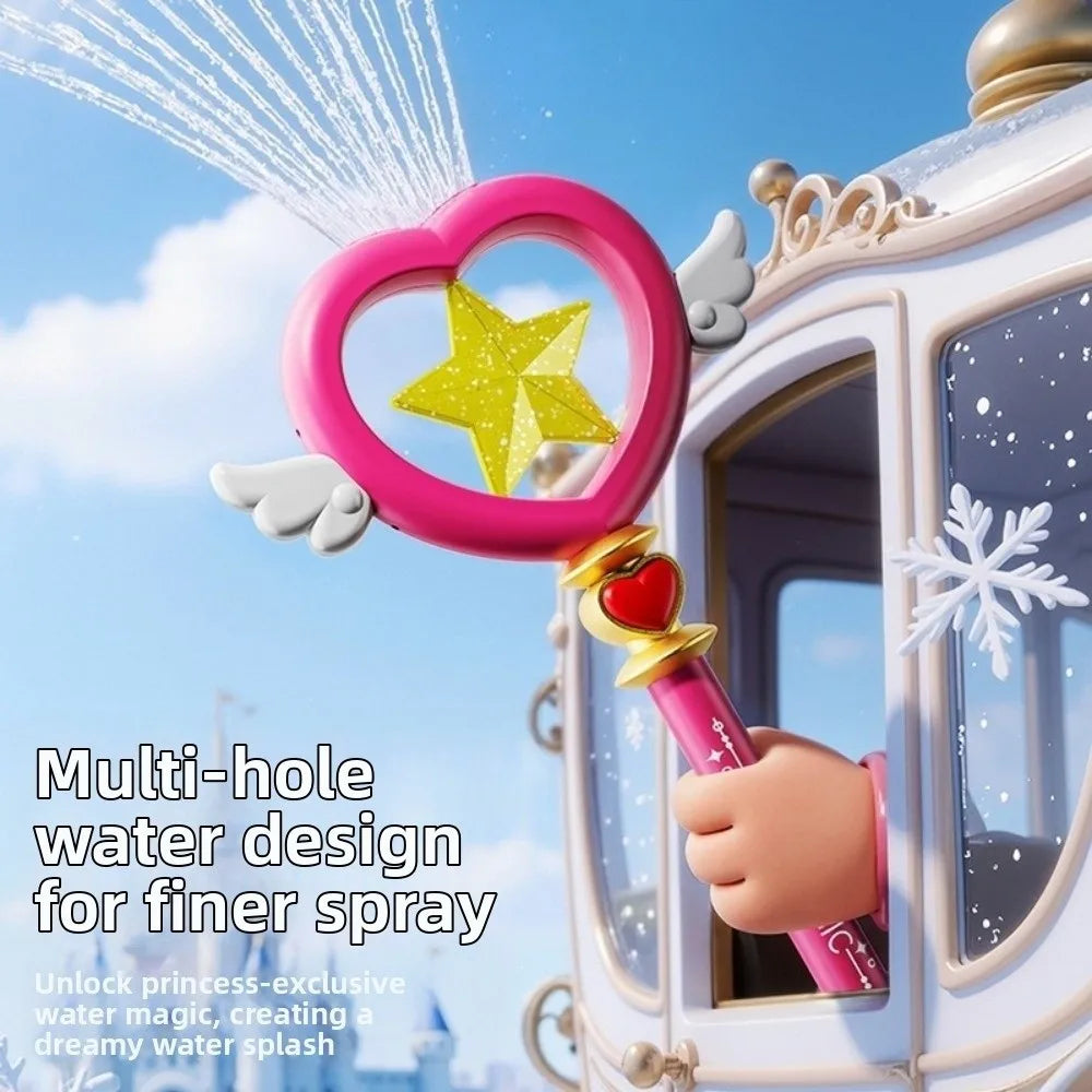 Water Park Toy 7-Hole Water Wand Love Shaped Splashing Spray Water Play Stick Handheld Pull Type Water Toys Water Play