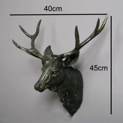 Faux Deer Head 17 inch Faux Animal Head Wall Décor Handmade Farmhouse Décor Rustic Wall Decor Deer Antlers Head Statue Resin Art