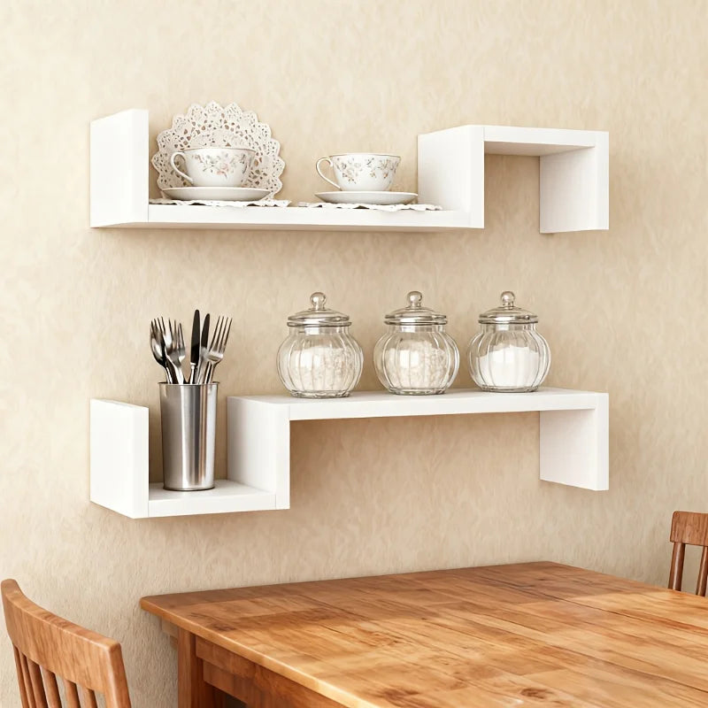 Wall Mounted Floating Shelves, Heavy-Duty Wall Storage and Display Rack Set, Thickened Board Hanging Shelves for Books