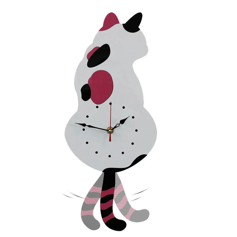Rocking Tail Cat Hanging Clock