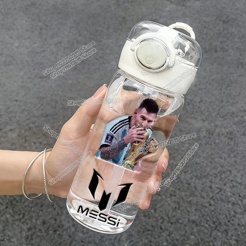 400ml CR7 Ronaldo Transparent Straw Bottle Football Star Outdoor Sport School Kid Water Cup Boy Girl Travel Fitness Drink Bottle