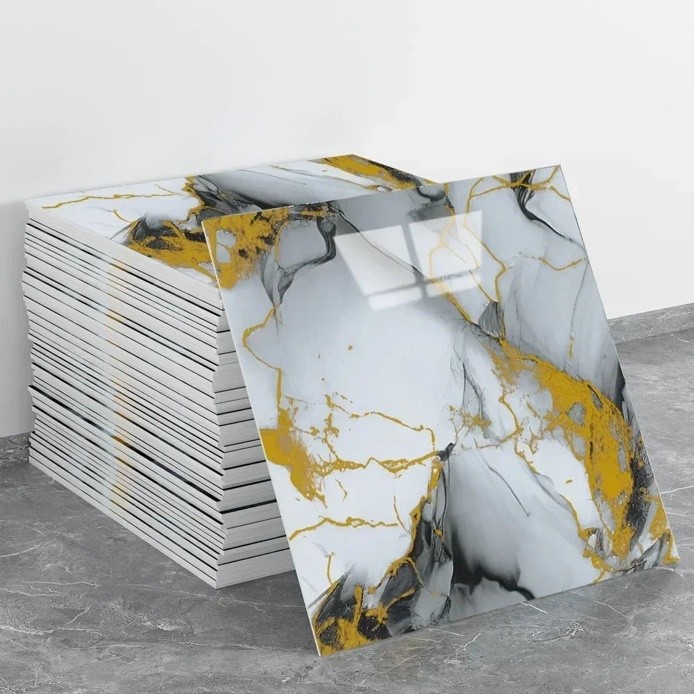 Marble Peel and Stick Backsplash Waterproof Washroom Wall Panels, Peel and Stick Tile, PVC Wall Panels for Kitchen