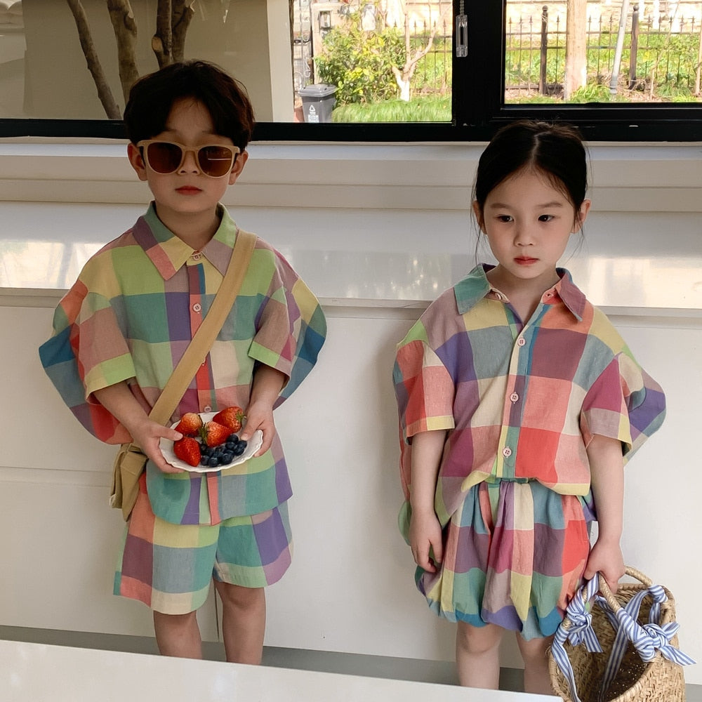 Rainbow Rascals Plaid Set