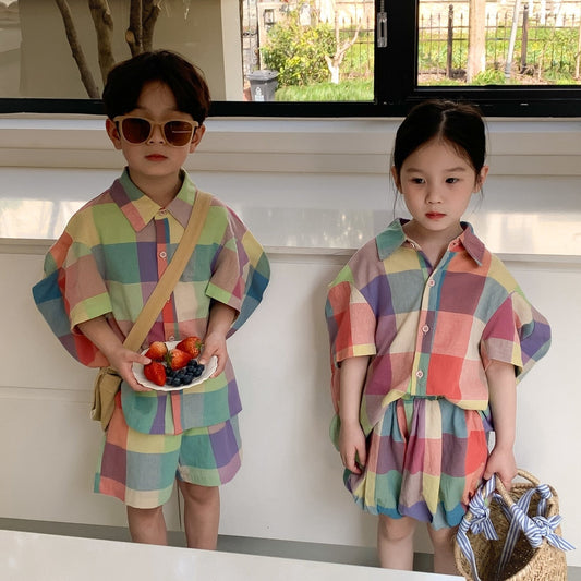 Rainbow Rascals Plaid Set