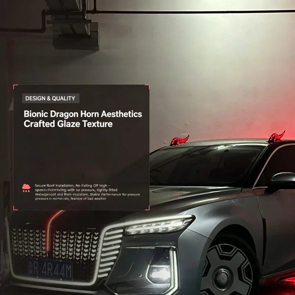 1Set 32 LED Light Modes Dragon Horn Car Roof Fins, Touch Dimmable Waterproof Auto Decoration, Universal Car Exterior Accessory