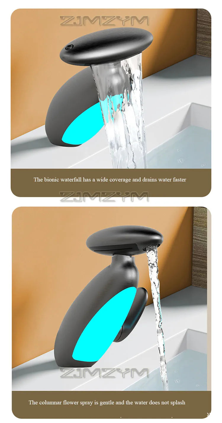 4Modes Outlet LED Basin Faucet 360° Rotatable Pulled Out Tap Temperature Sensitive Sink Faucets Drip-proof Hot Cold Switch Mixer