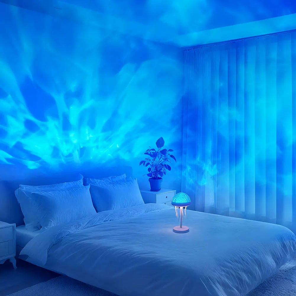 Jellyfishes Ocean Waves Projector Light With Remote USB Powered 7 Color Ripple Projector Jellyfish Night Light For Kids Bedroom