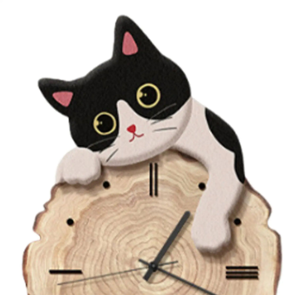 Cat Wall Clock Animal with Swinging Tail Cute Pendulum Decorative Clock for Kitchen Bedroom Dining Room Living Room Indoor