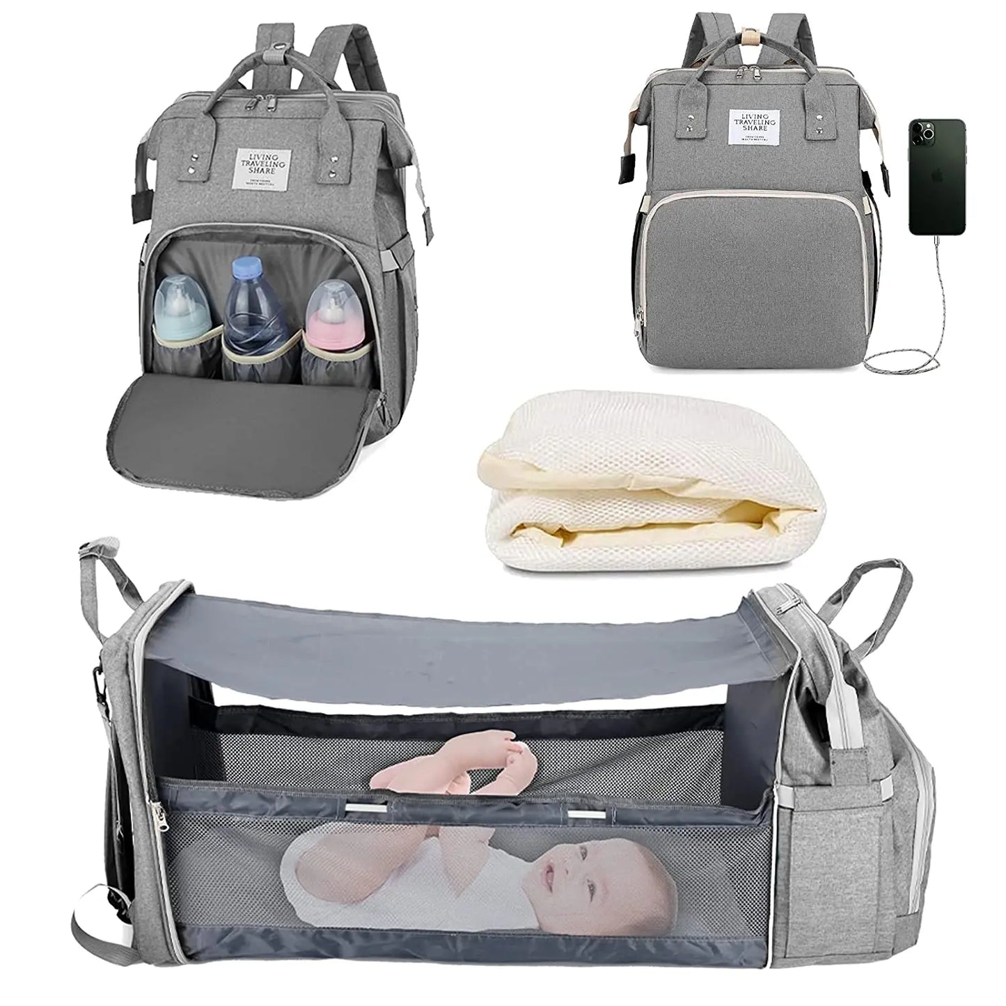 NestVoyage™ 3‑in‑1 Diaper Bag & Portable Changing Station