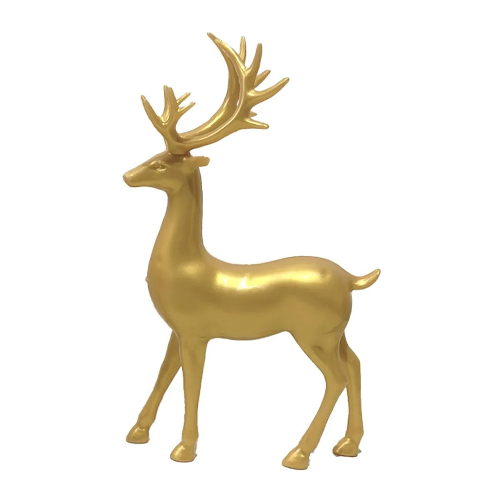 Creative Deer Desktop Ornament Sitting/Standing Position Modern Reindeer Sculpture Cute Durable Christmas Deer Statue