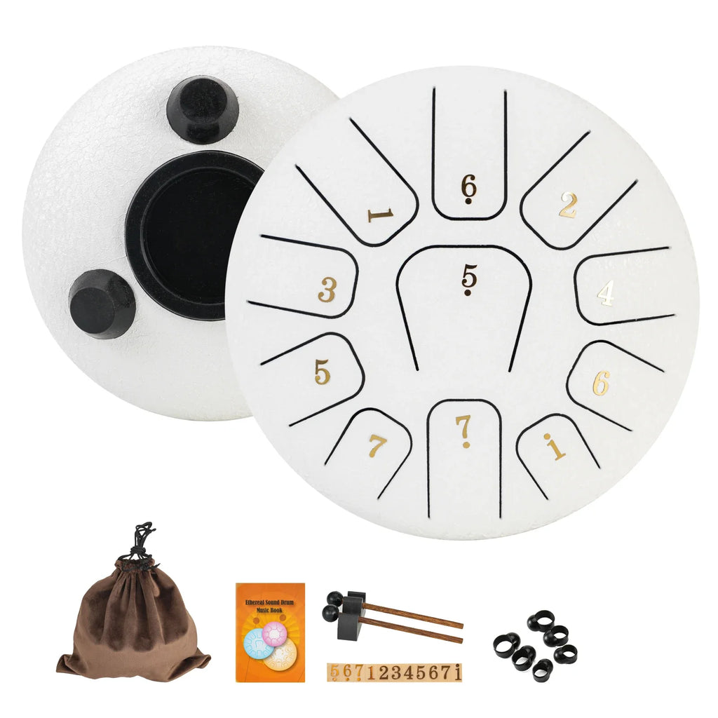 Miwayer 6" Rain Drum Pro Kit | 11-Note Steel Tongue Drum Sound Healing Instrument | Yoga/Medical/Outdoor/Anxiety Relief Tool