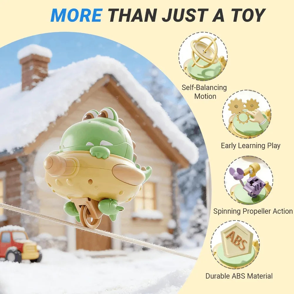 Cartoon Electric Balancing Dinosaur Toy Rechargeable Unicycle Balanced Spinning Top Toy Self-Balancing Tightrope Walking Toys