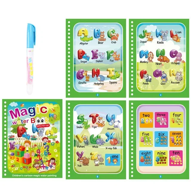 Magic Water Book with Pen Children Learning  Education Toy Baby Montessori Toys Drawing Coloring Books for Kids 2 To 4 Years Old