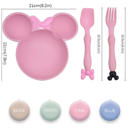 Minnie Mouse Kids Dinnerware Set – BPA-Free Plate, Fork & Spoon