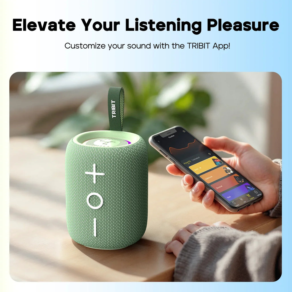TRIBIT StormBox Mini+ Bluetooth Speaker, 12W 360° Sound With XBass, LEDs, 12 Hours playtimes, IPX7 Waterproof For Hiking Outdoor