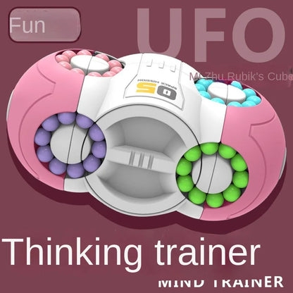 WEIQUEEN Rotating Rubik's Cube 3D Puzzle Toy Brain Training for Children and Girls 3D Decompression Space Rubik's Cube