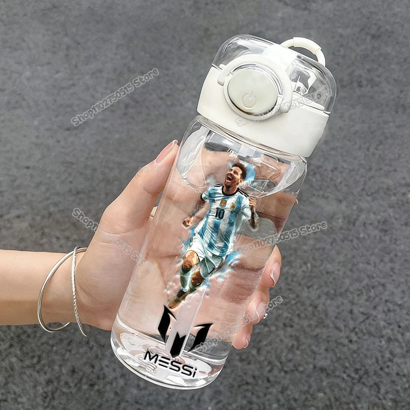 400ml CR7 Ronaldo Transparent Straw Bottle Football Star Outdoor Sport School Kid Water Cup Boy Girl Travel Fitness Drink Bottle