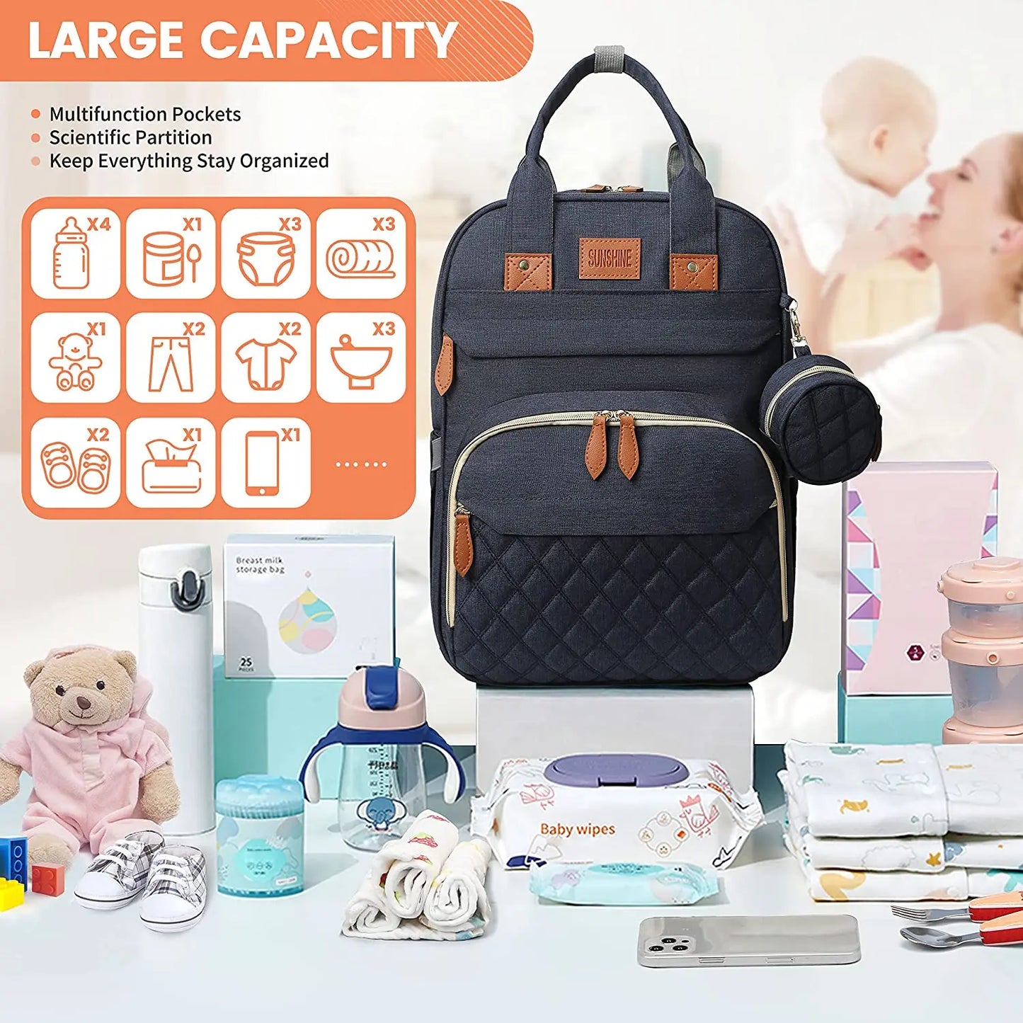 NestVoyage™ 3‑in‑1 Diaper Bag & Portable Changing Station