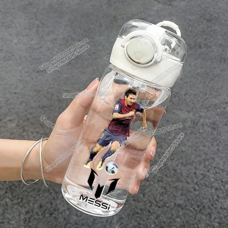 400ml CR7 Ronaldo Transparent Straw Bottle Football Star Outdoor Sport School Kid Water Cup Boy Girl Travel Fitness Drink Bottle