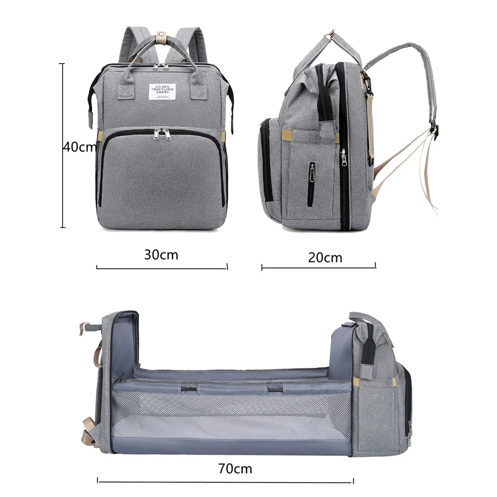 NestEase™ 3‑in‑1 Diaper Bag & Portable Rest Station