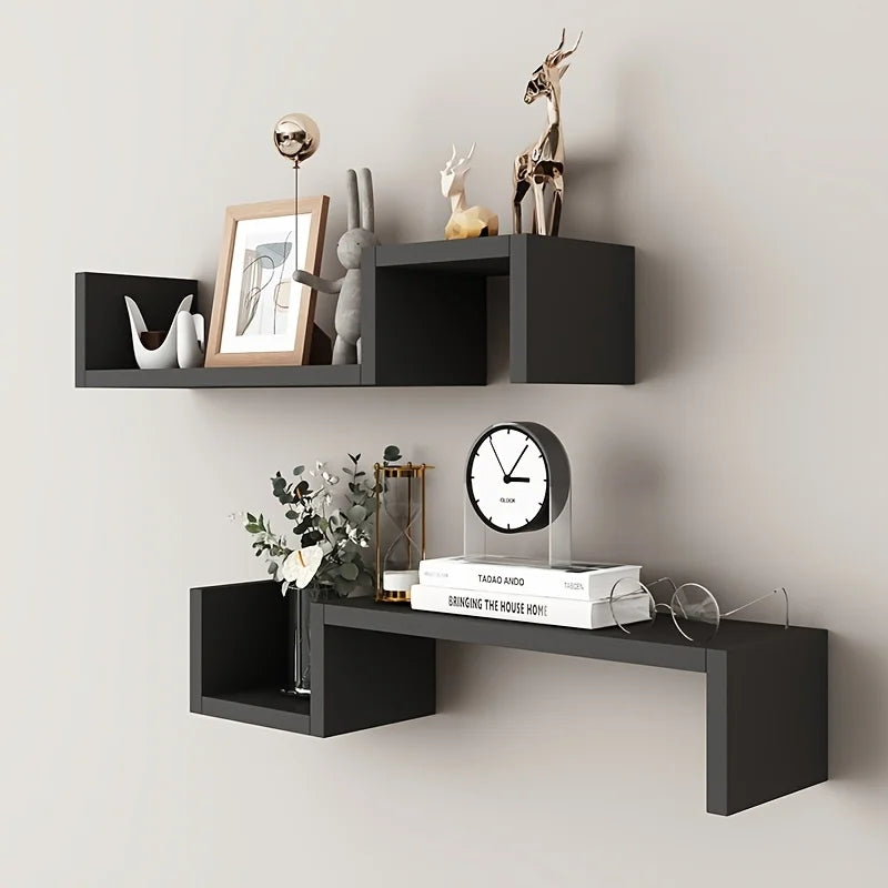 Wall Mounted Floating Shelves, Heavy-Duty Wall Storage and Display Rack Set, Thickened Board Hanging Shelves for Books