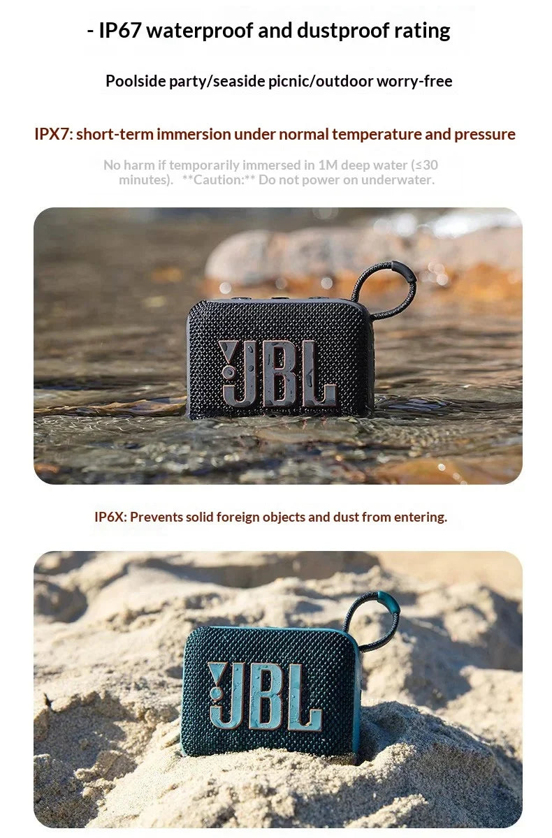 JBL Go 4 Compact large-volume audio system with low power consumption operation and full-device compatibility