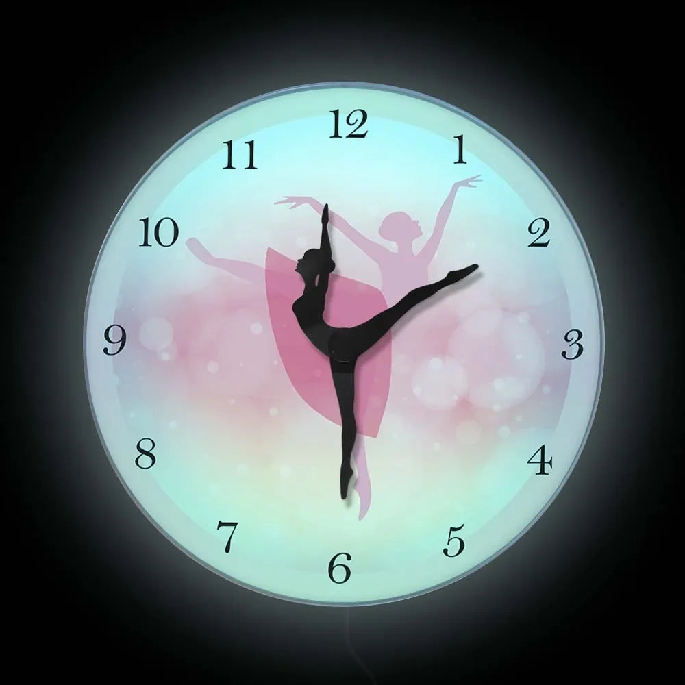 Girl Bedroom Decor Ballet Girl Princess Pink Wall Clock Baby Girl Dancing Wall Clock Ballerina Moving Leg Dancing Clock Watch