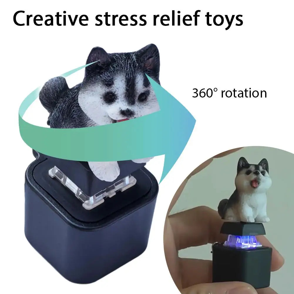 Funny Croaking Frog Keychain Rechargeable Frog/Pig/Dog Cat Keyboard Fidget Clicker Sound Keychain with LED for Stress Relief