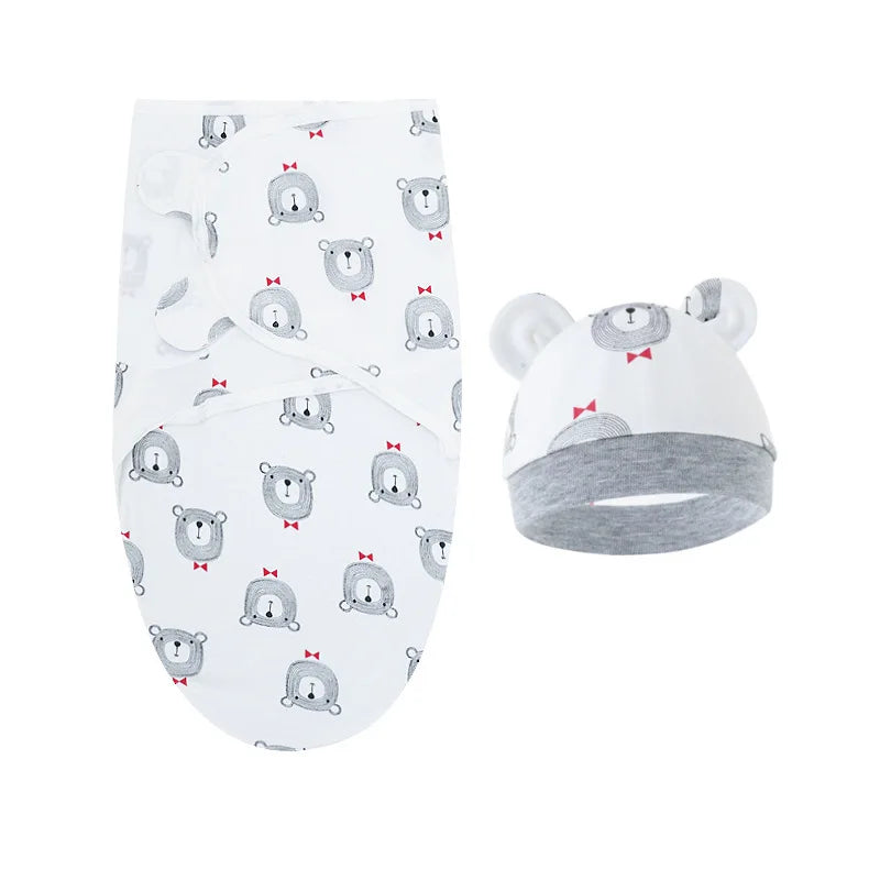 Organic Cotton Newborn Swaddle Set with Cap