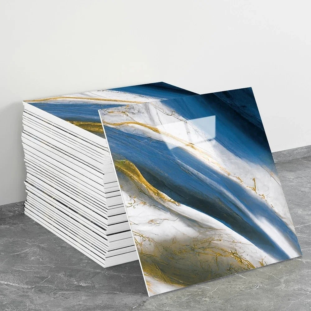 Waterproof Peel and Stick Marble Wall Tiles11.8x11.8 in Self Adhesive PVC Panels for Bathroom Kitchen and Living Room