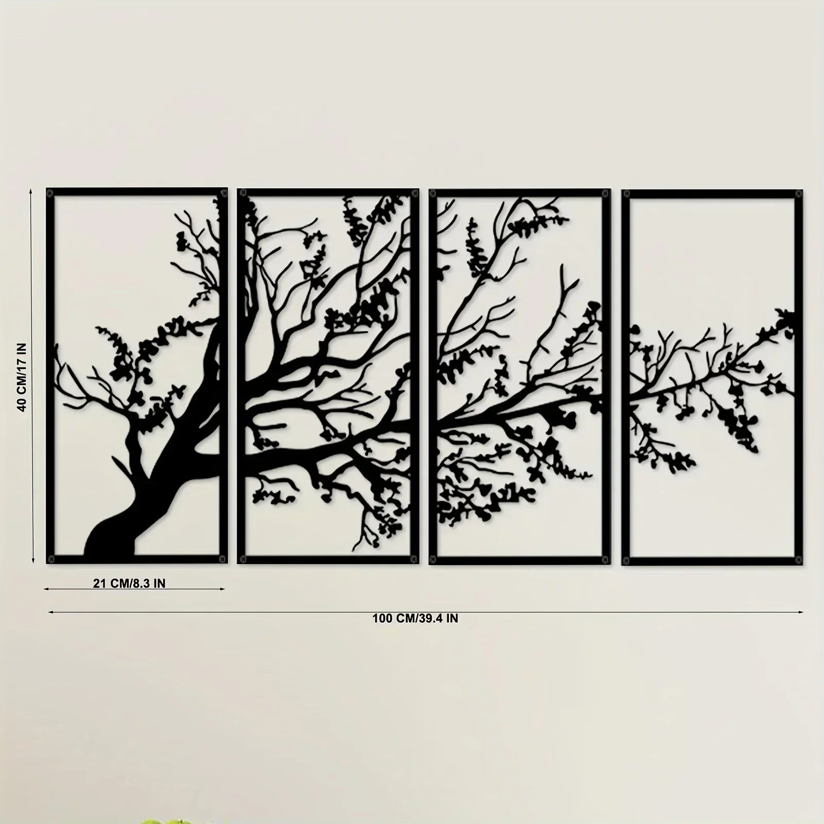4-Piece Metal Wall Art Set Elegant Tree of Life Design Stunning Metal Tree Wall Decor for Interior Decoration and Modern Spaces